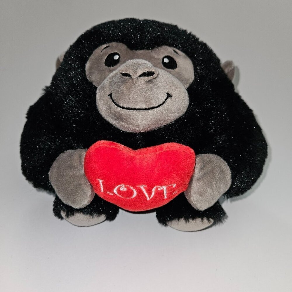American Greetings Black Gorilla Monkey Plush Valentines Day Gift Red Heart Love